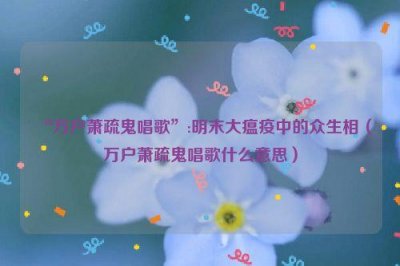 ​“万户萧疏鬼唱歌”:明末大瘟疫中的众生相（万户萧疏鬼唱歌什么意思）