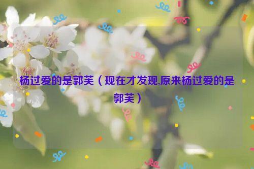 杨过爱的是郭芙（现在才发现,原来杨过爱的是郭芙）